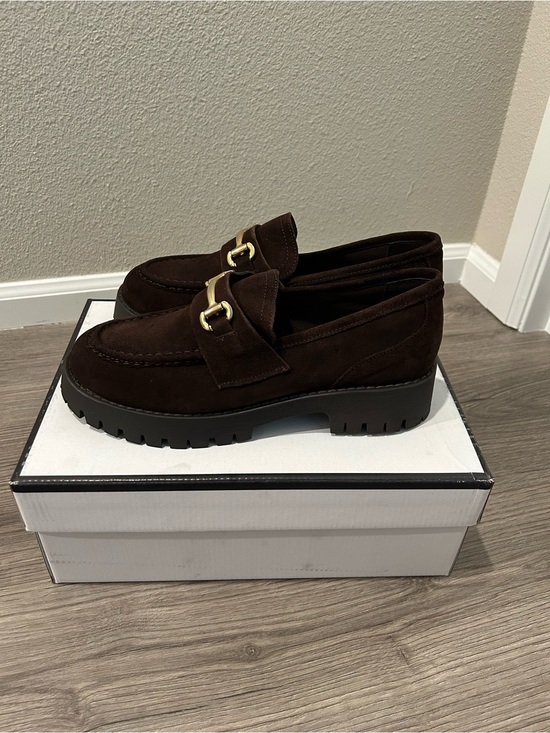 Steve Madden Shoes - Steve Madden Dark Brown Suede Platform Loafers with Gold Bit